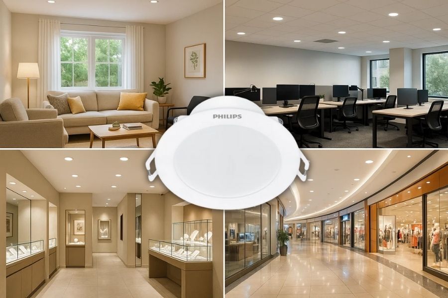 Ứng dụng đèn LED âm trần Eridani DL190B Philips 